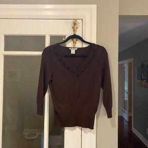 Nygard Petites Beaded V-Neck Sweater